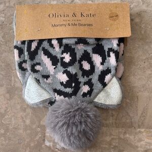 Gray and Pink Leopard Beanie
